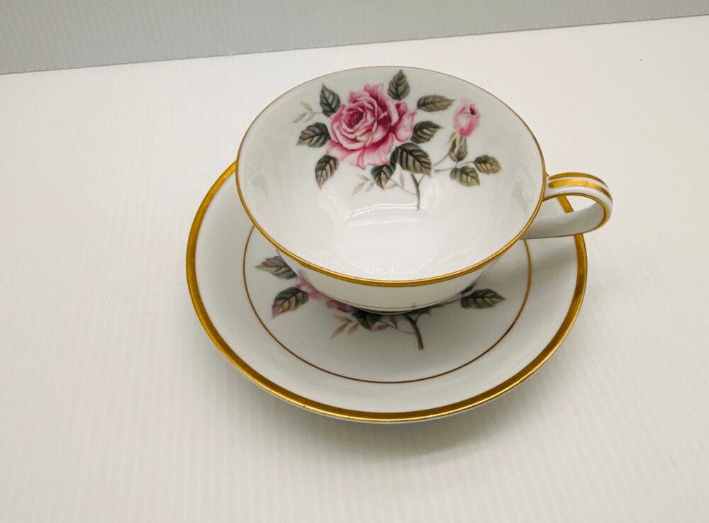 Noritake Fine China Cup and Saucer - Lindrose Pattern - Pink Floral